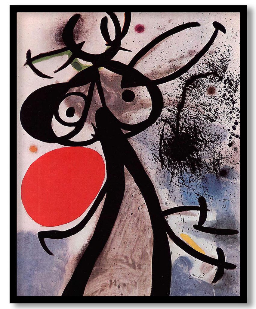 Femme, oiseaux devant le soleil by Joan Miro (1972)