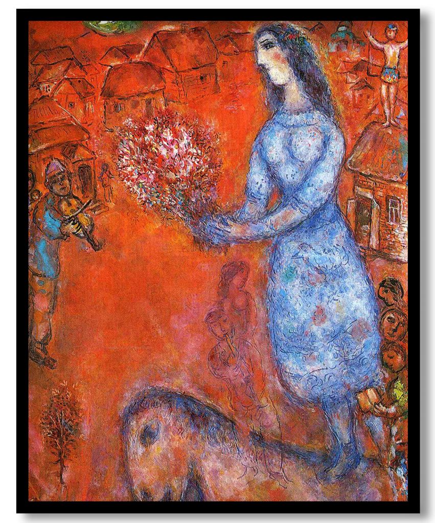 Fiancee with bouquet by Marc Chagall (1977)