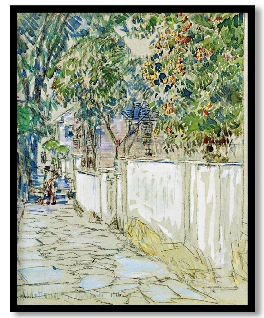 Flagstone Sidewalk, Portsmouth, New Hampshire by Childe Hassam (1916)