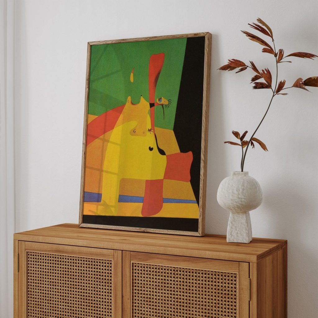 Flame in space and nude woman by Joan Miro (1932)