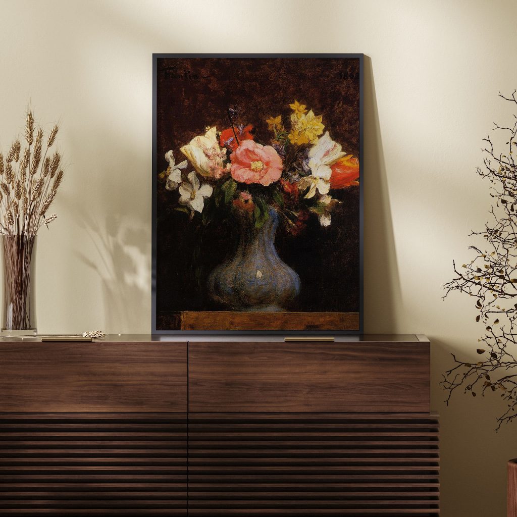 Flowers Camelias and Tulips by Henri Fantin Latour (1862)