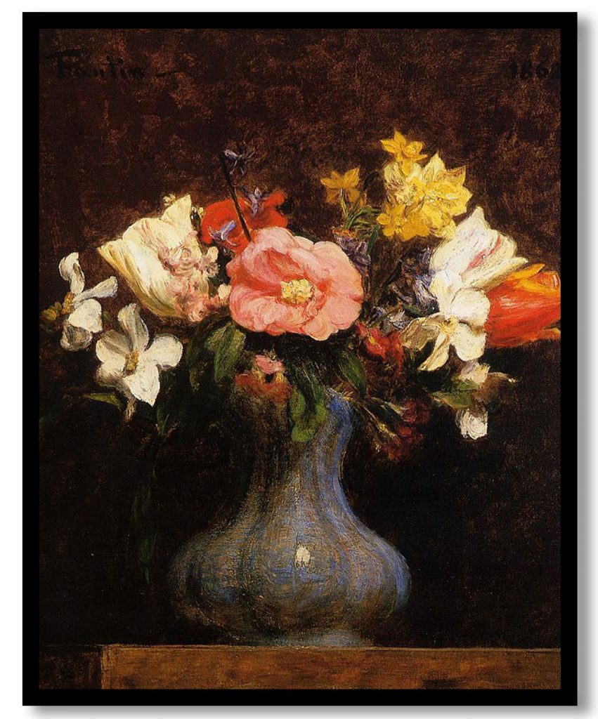 Flowers Camelias and Tulips by Henri Fantin Latour (1862)
