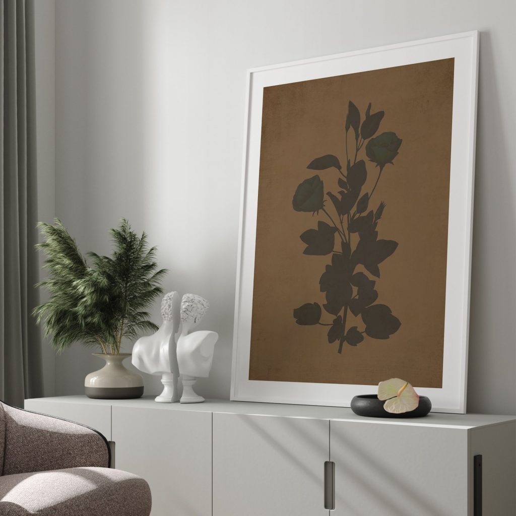 Botanical Dark Flowers Leaves – Wall Art