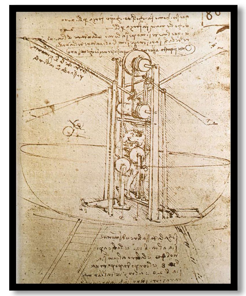 Flying machine by Leonardo da Vinci (1487)