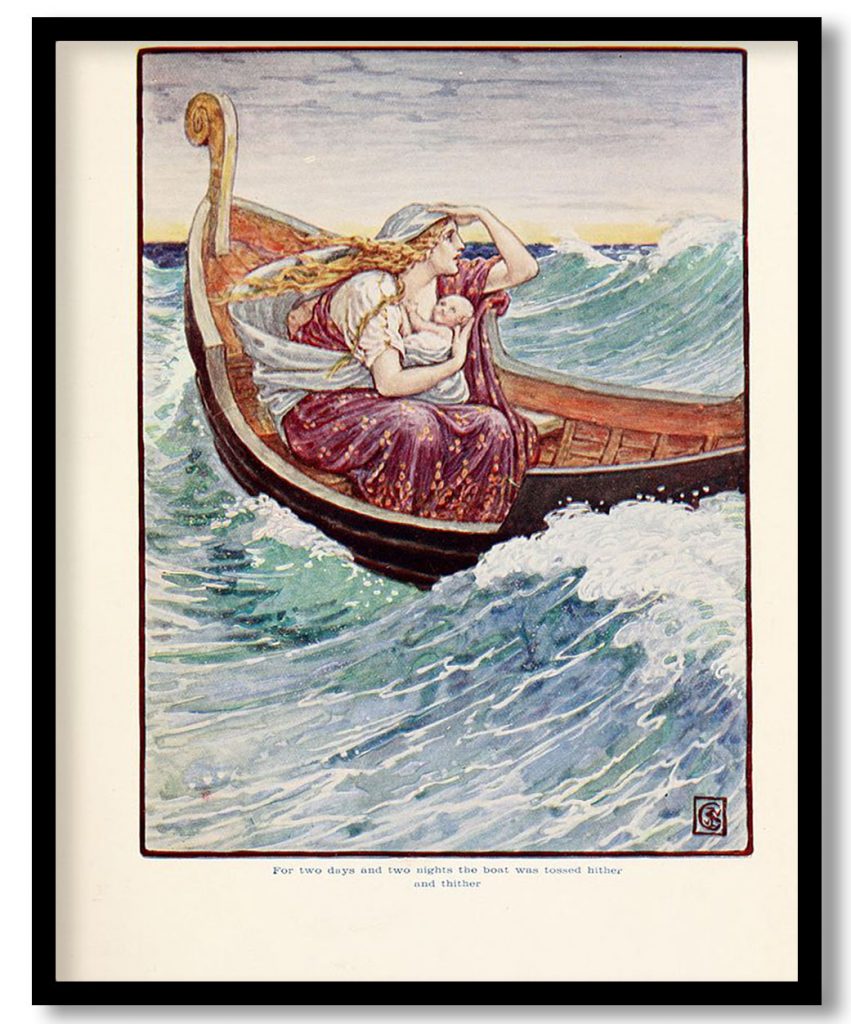 For two days and two nights the boat was and hither and thither by Walter Crane (Date Unknown)