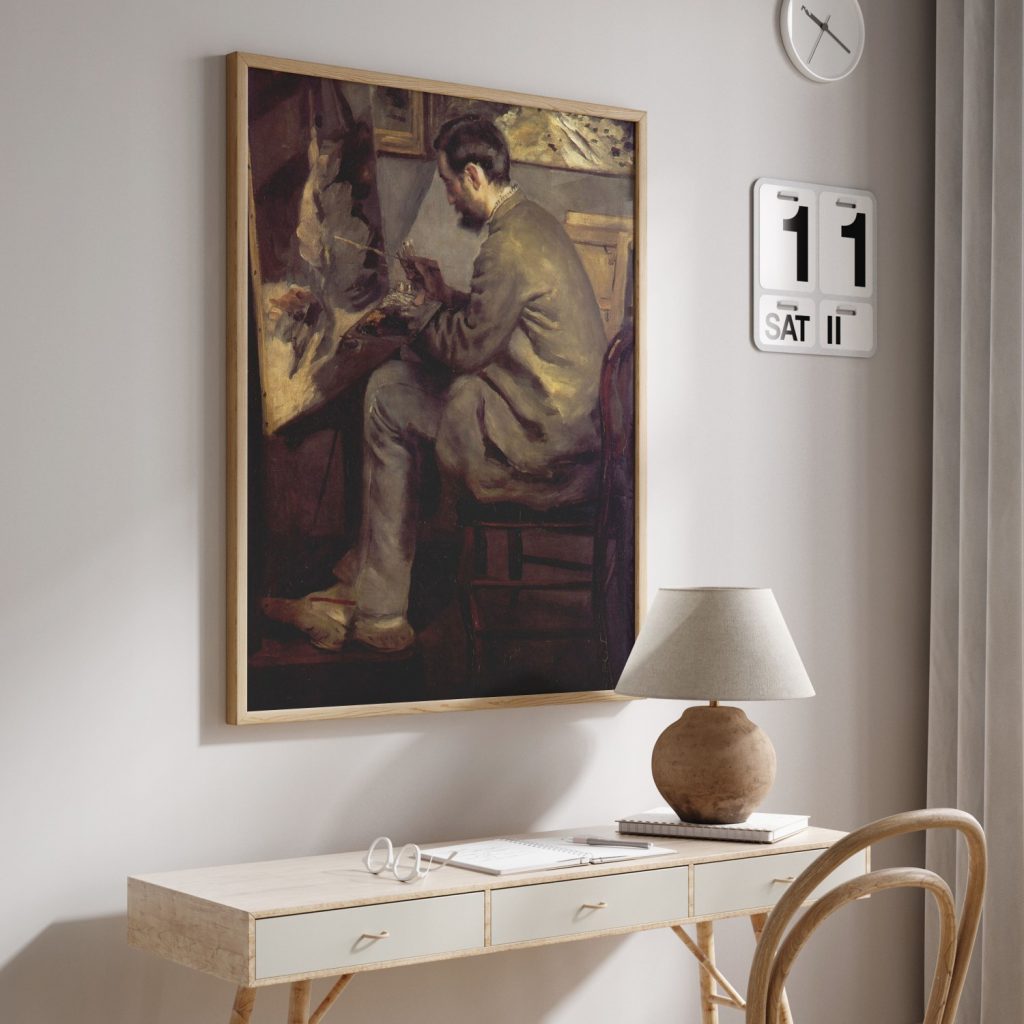 Frederic Bazille Painting The Heron (Frederic Bazille at his Easel) by Pierre Auguste Renoir (1867)