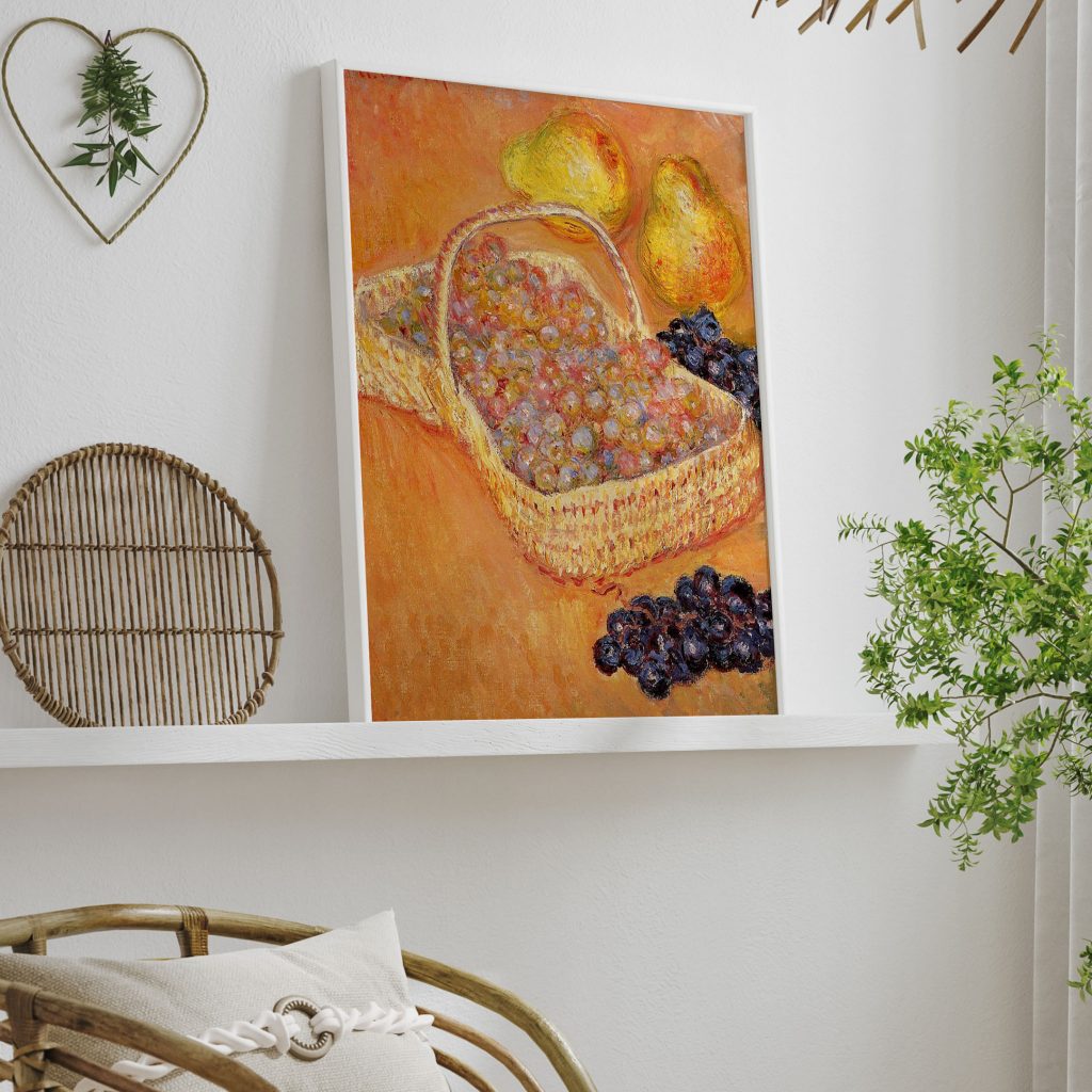 Basket of Graphes, Quinces and Pears by Claude Monet (1882-1885)