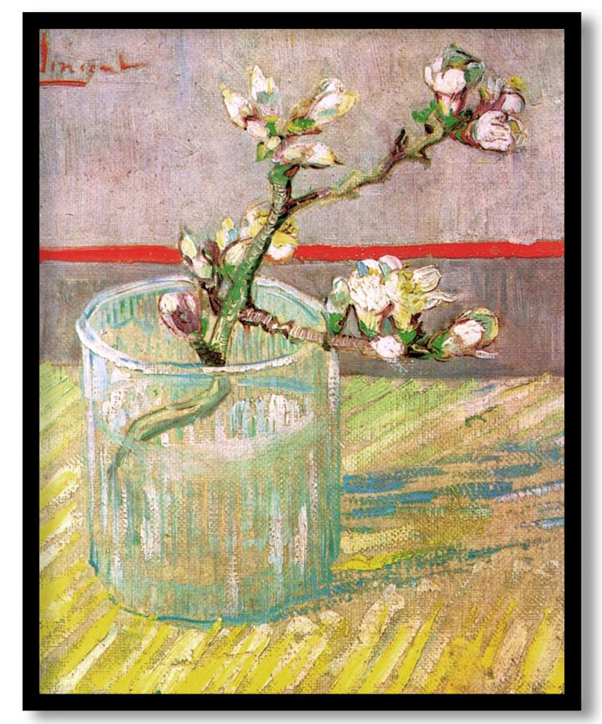 Blossoming Almond Branch in a Glass by Vincent van Gogh (1888)