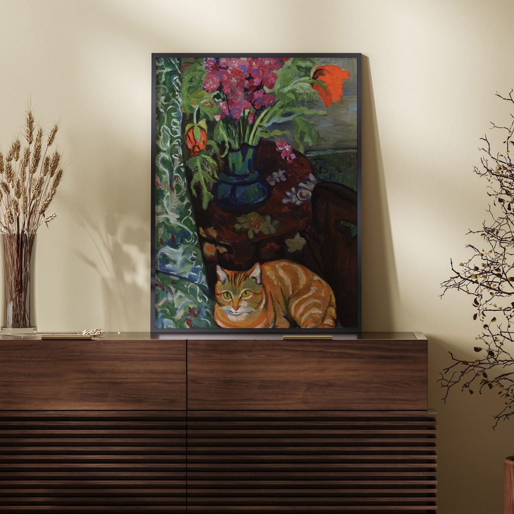 Bouquet and a Cat by Suzanne Valadon (1919)