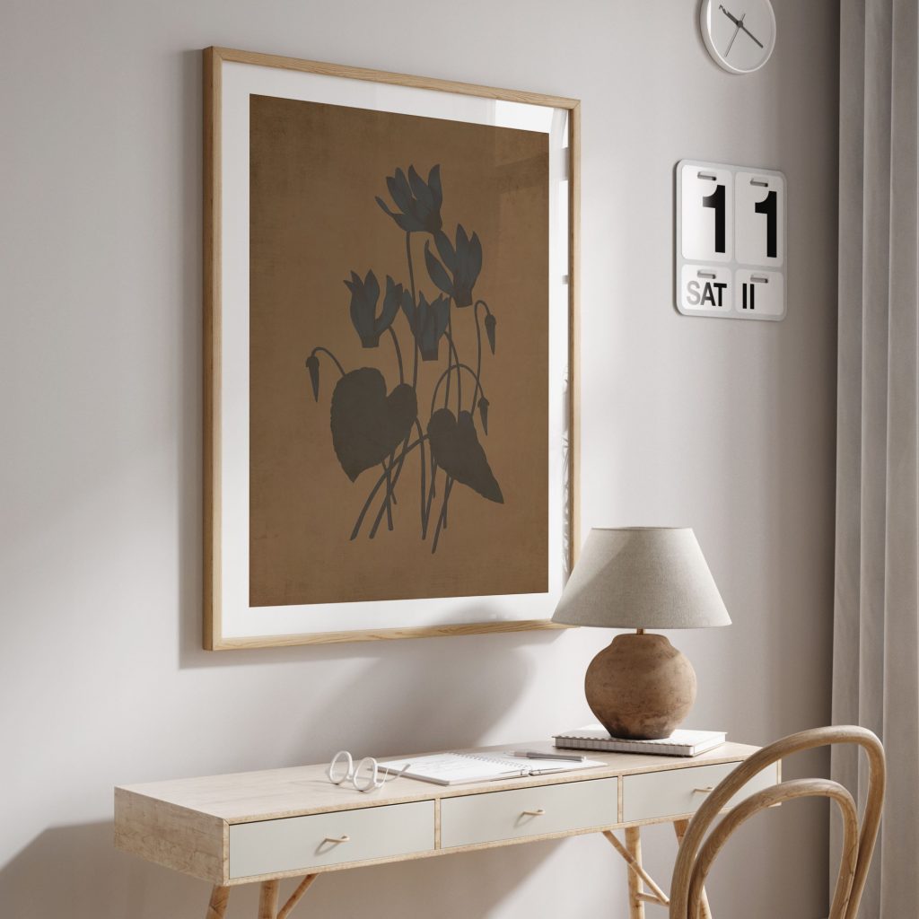 Botanical Cyclamen Silhouette – Wall Hanging