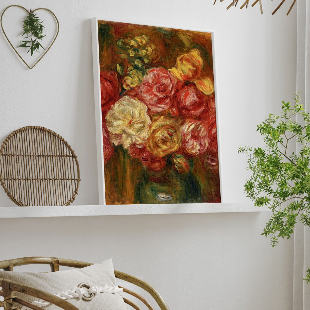 Bouquet of Roses in a Green Vase by Pierre Auguste Renoir (Date Unknown)