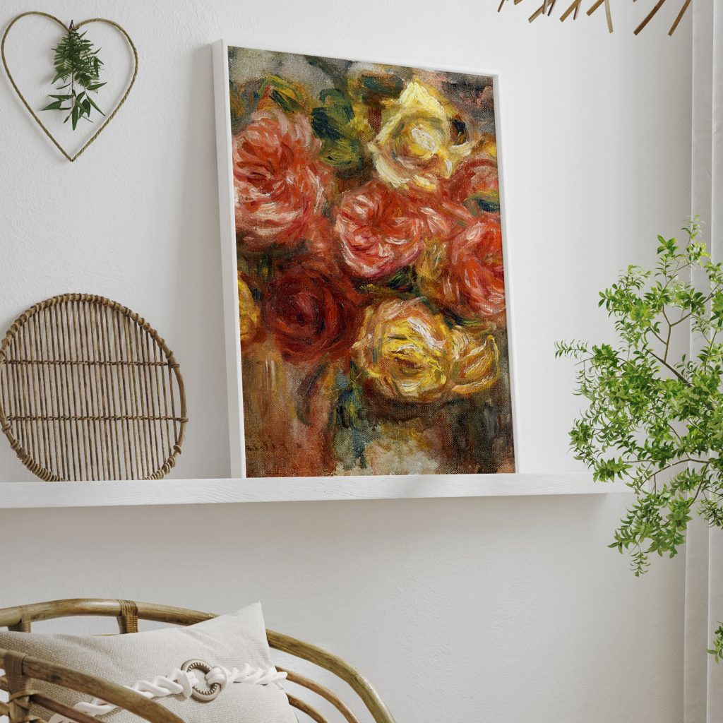 Bouquet of Roses in a Vase by Pierre Auguste Renoir (1900)