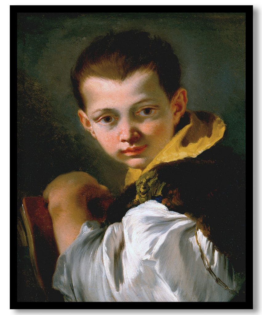 Boy Holding a Book (portrait of Lorenzo Tiepolo) by Giovanni Battista Tiepolo (1750)