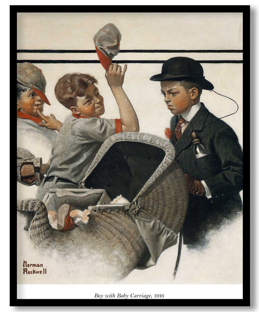 Boy with Baby Carriage by Norman Rockwell (1916)