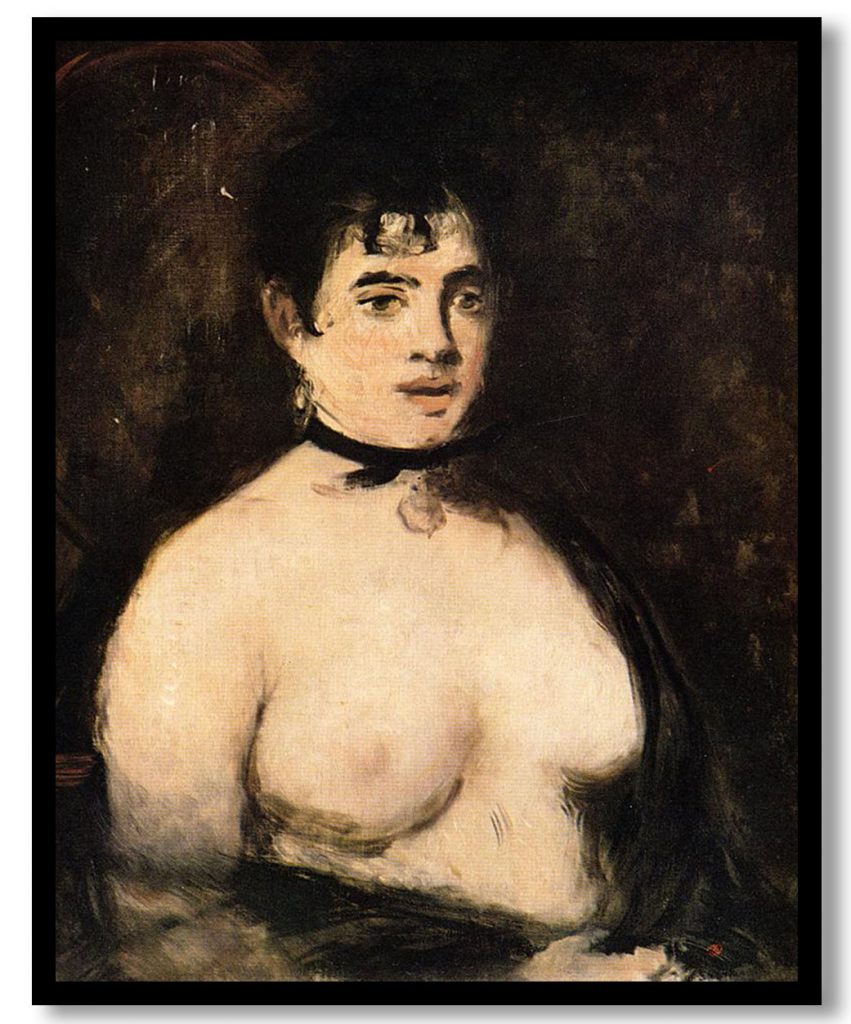 Brunette with bare breasts by Edouard Manet (1872)