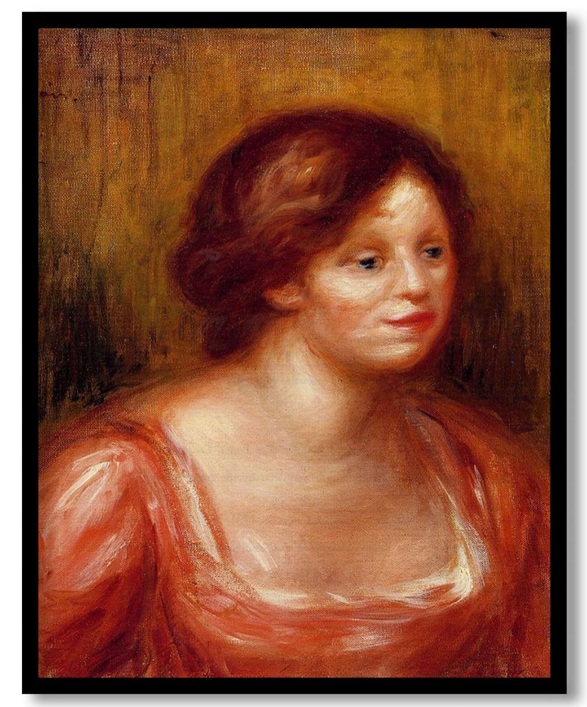 Bust of a Woman in a Red Blouse by Pierre Auguste Renoir (1905)