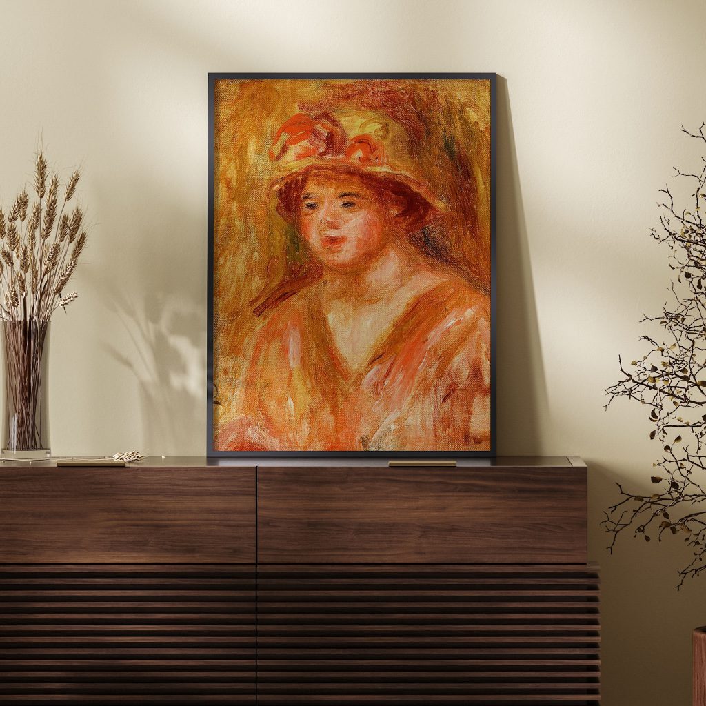 Bust of a Young Girl in a Straw Hat by Pierre Auguste Renoir (1917)