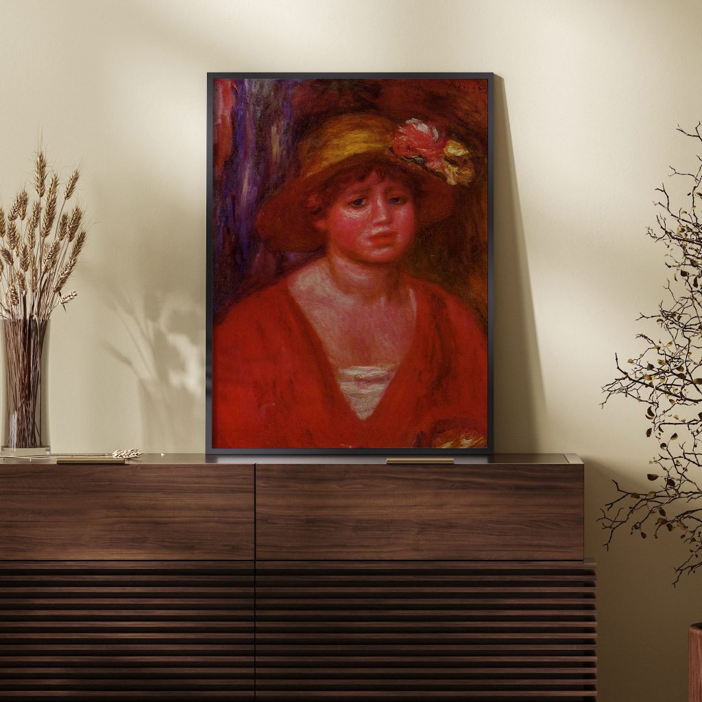 Bust of a Young Woman in a Red Blouse by Pierre Auguste Renoir (1915)