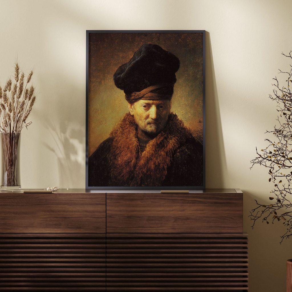 Bust of an Old Man in a Fur Cap by Rembrandt (1630)