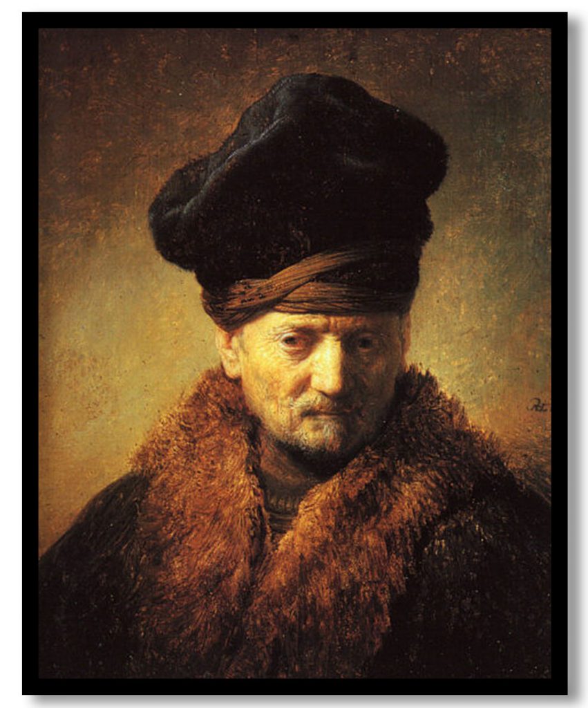 Bust of an Old Man in a Fur Cap by Rembrandt (1630)
