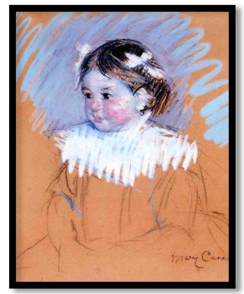 Bust of Ellen with Bows in Her Hair by Mary Cassatt (1898)