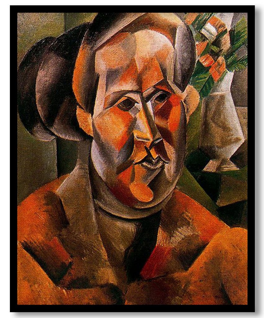 Bust of woman with flowers by Pablo Picasso (1909)