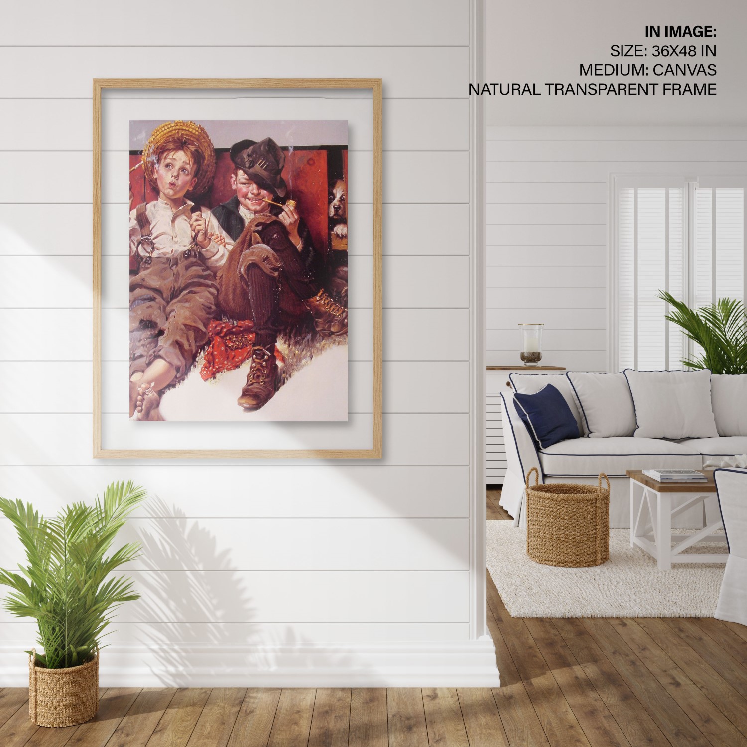 Hampton,Style,Living,Room,Interior,With,Frame,Mockup,,3d,Render