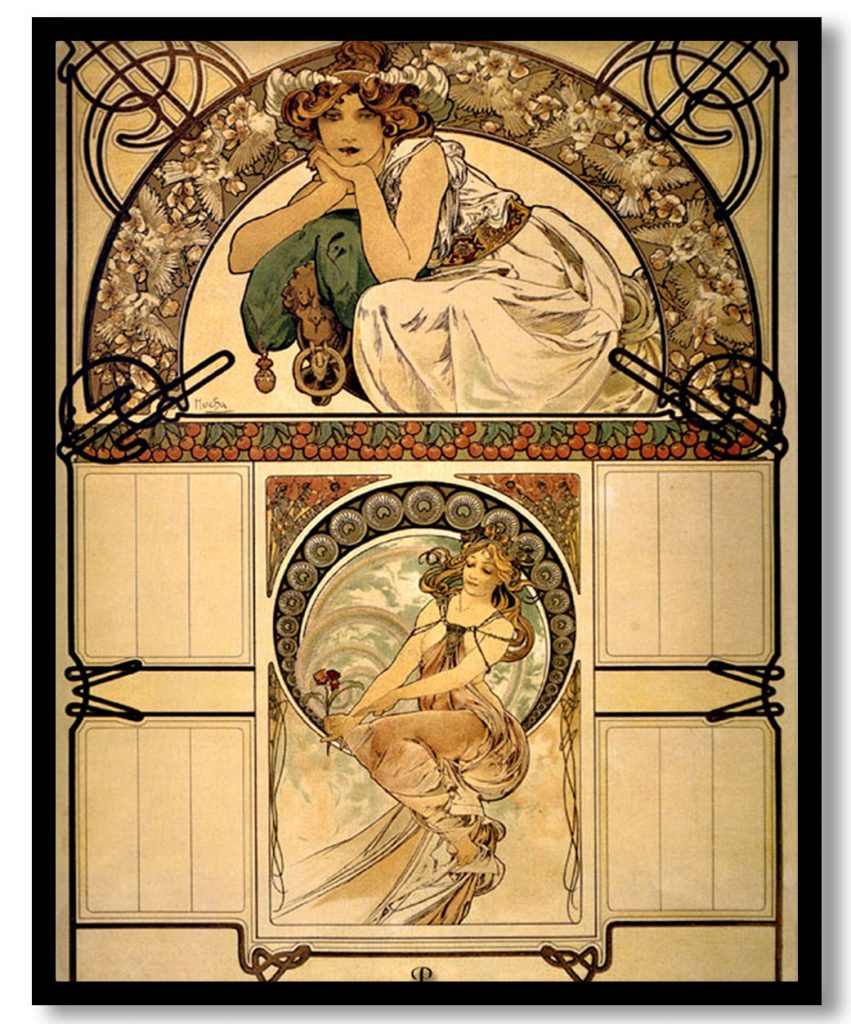 Calendar of cherry blossom by Alphonse Mucha (1898)