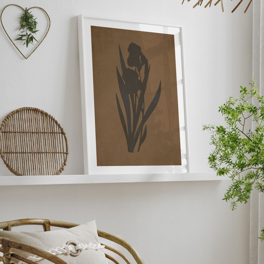 Botanical Dark Iris Silhouette Striking – Wall Decor