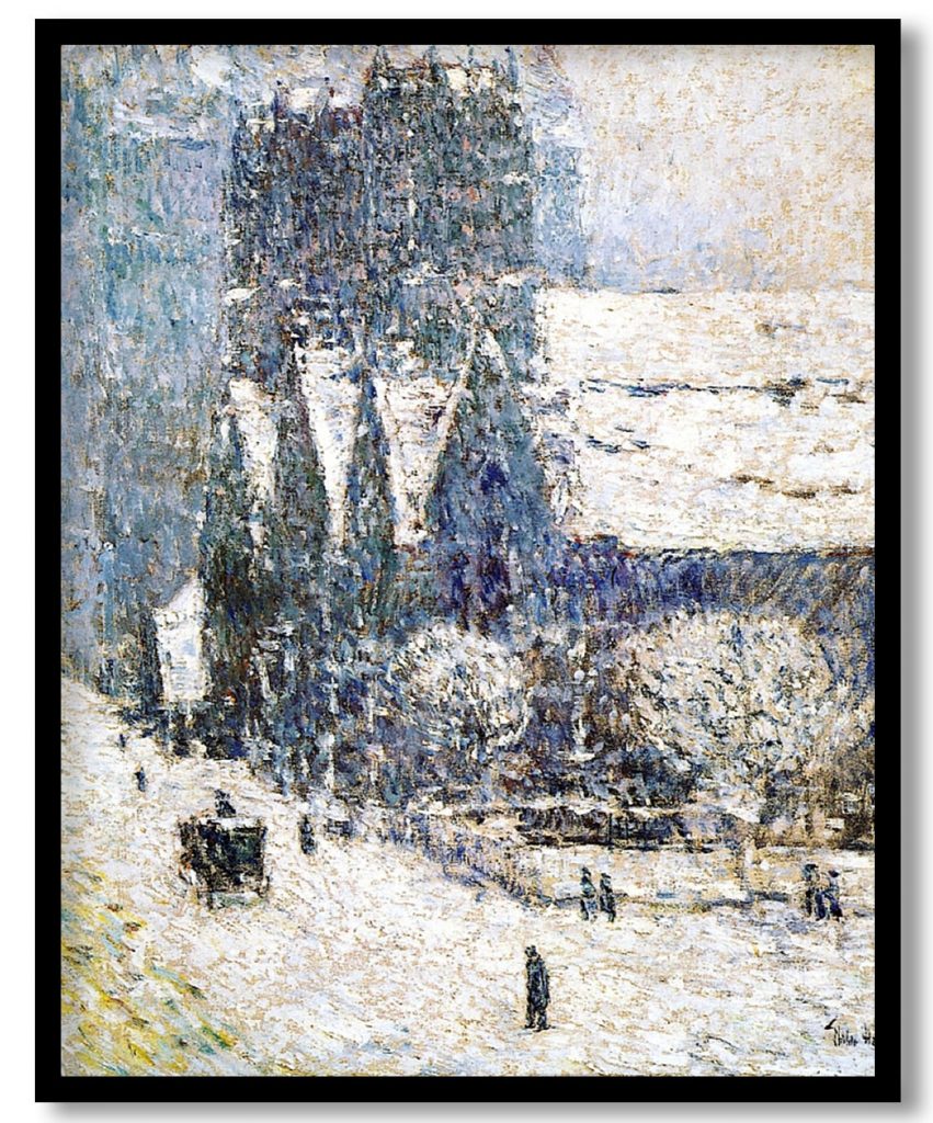 Calvary Church in the Snow by Childe Hassam (1893)