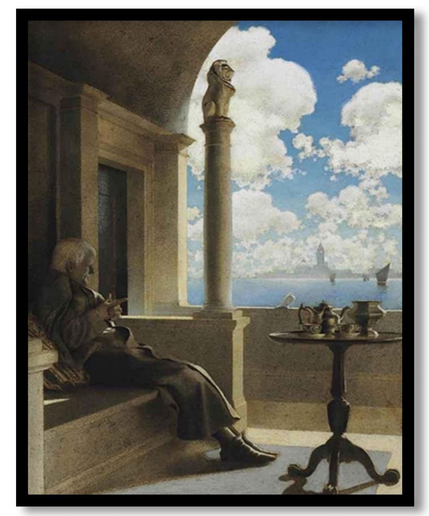 Cardinal Archbishop Sat on His Shaded Balcony by Maxfield Parrish (1901)