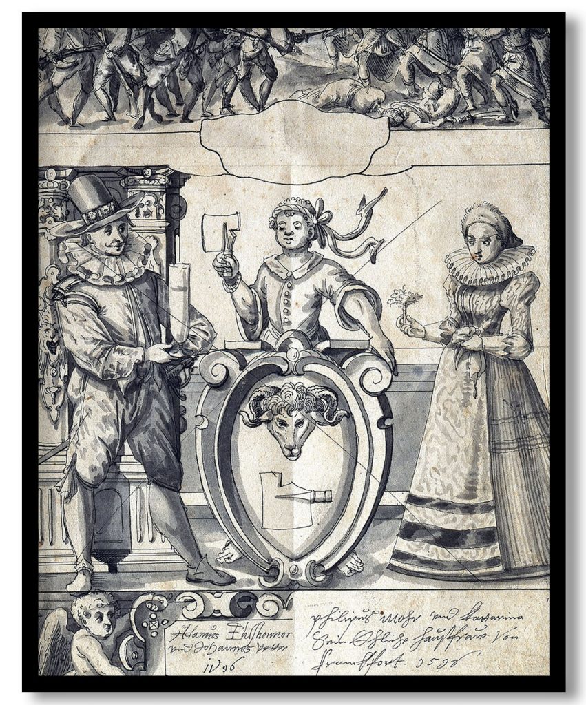 Cartoon for the Frankfurt Butcher Philipp Mohr and His Wife Catherine by Adam Elsheimer (1596)