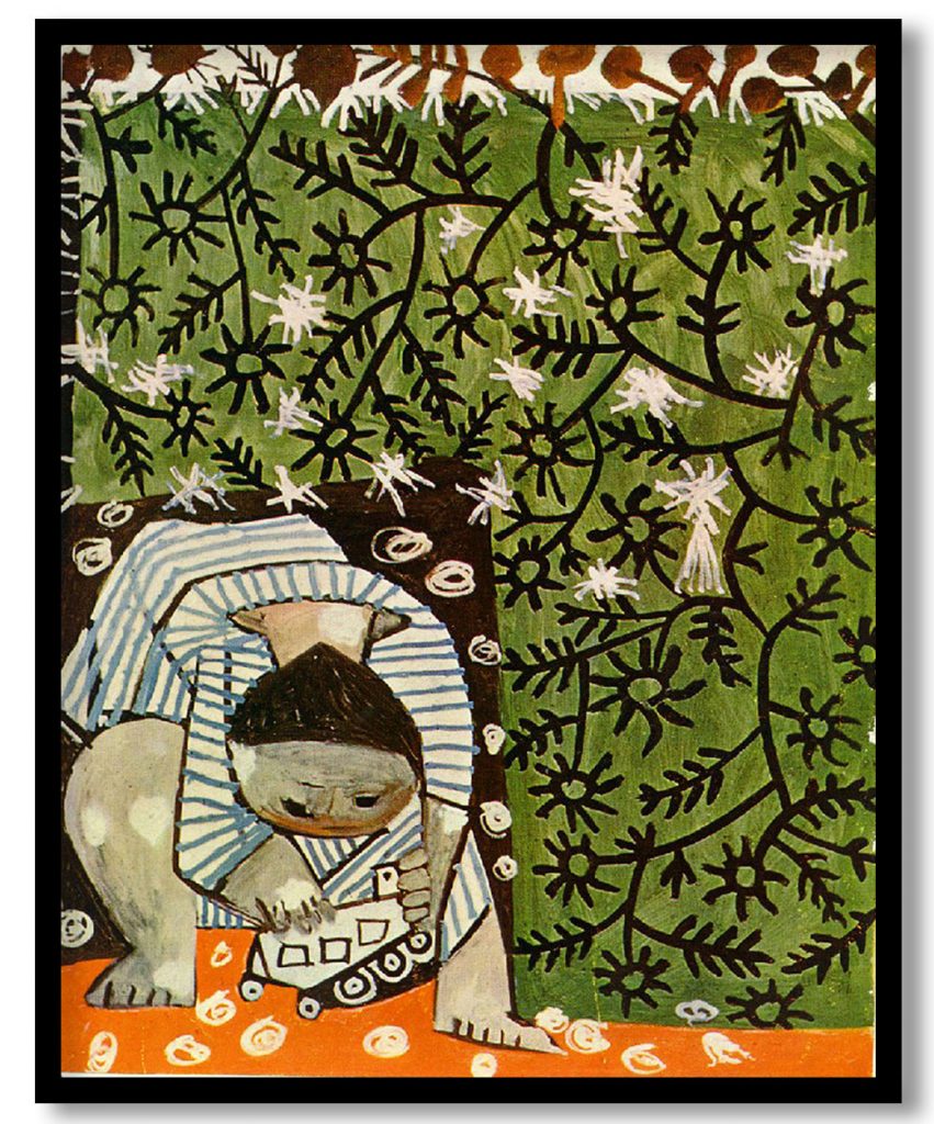 Child playing in camomilles by Pablo Picasso (1953)
