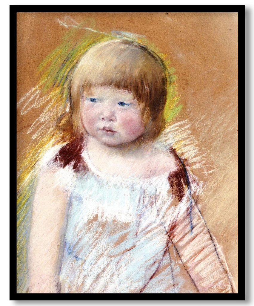 Child with Bangs in a Blue Dress by Mary Cassatt (1910)