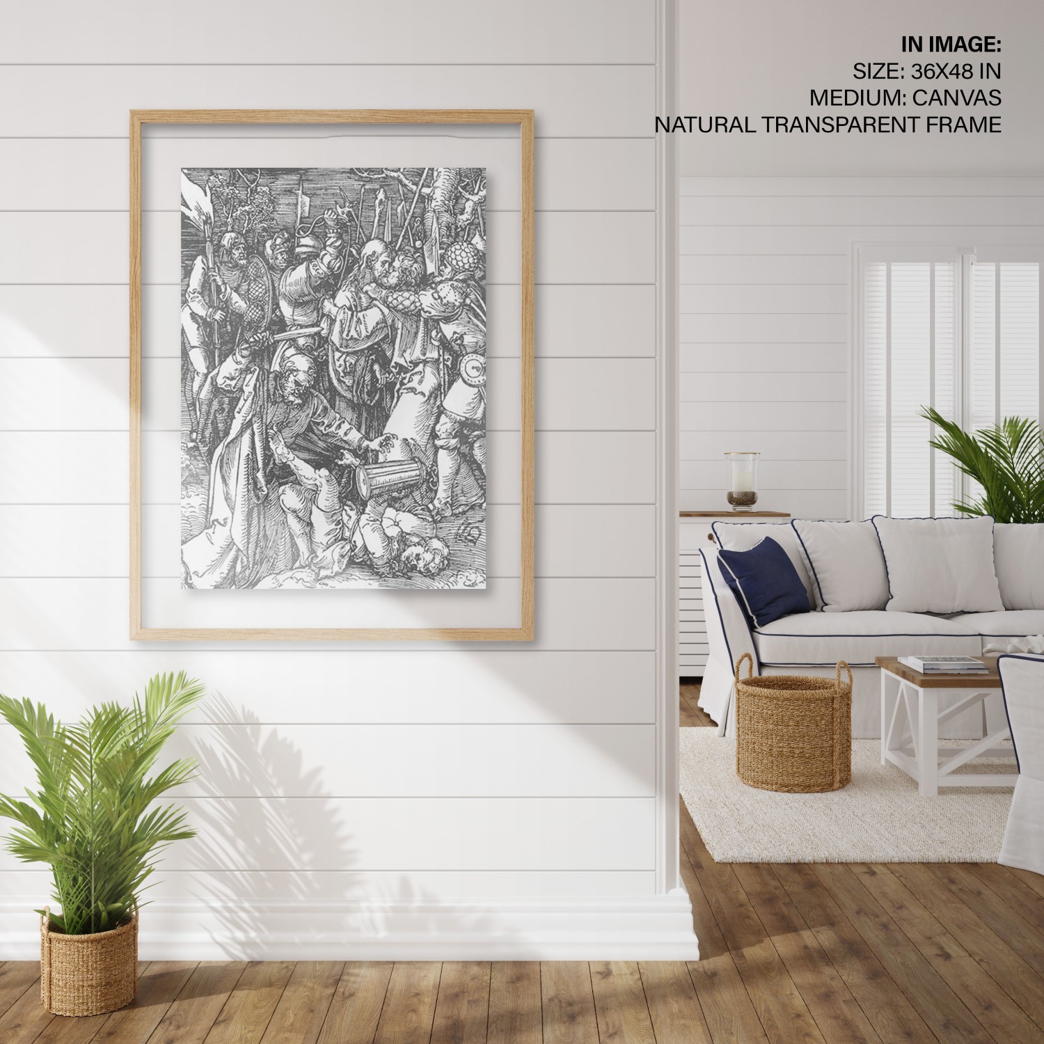 Hampton,Style,Living,Room,Interior,With,Frame,Mockup,,3d,Render