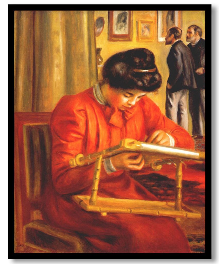 Christine Lerolle Embroidering by Pierre Auguste Renoir (1897)