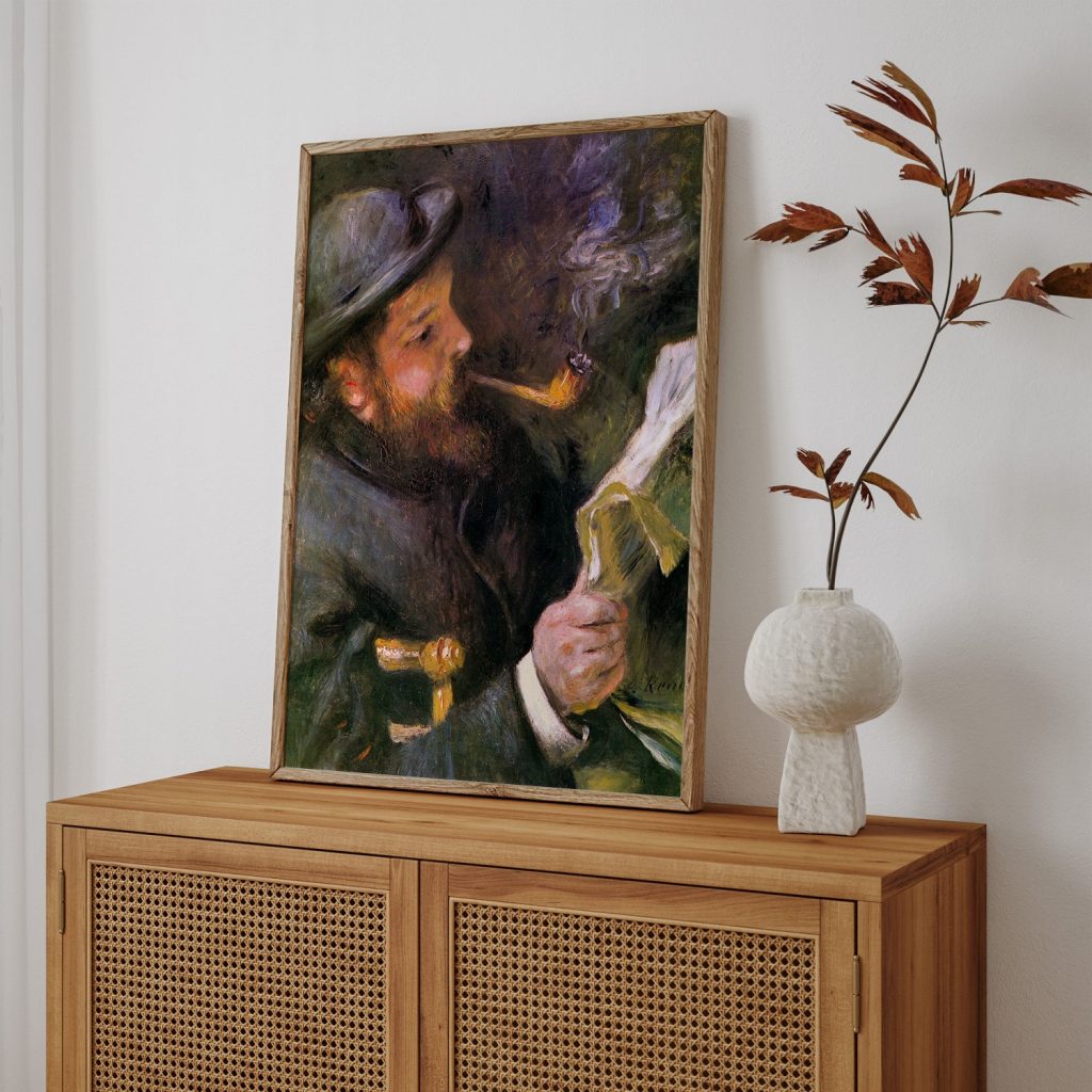 Claude Monet Reading by Pierre Auguste Renoir (1872)