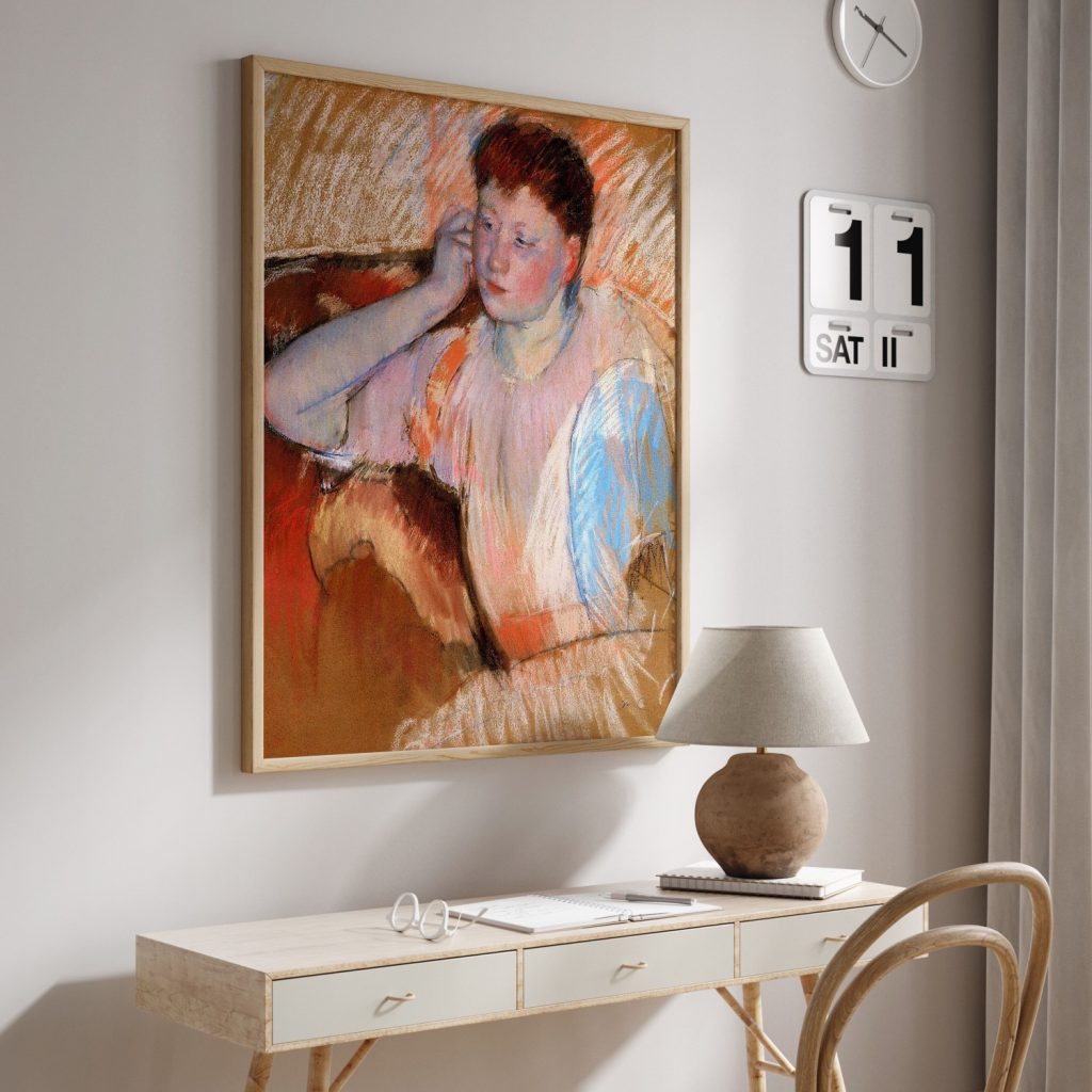 Clissa Turned Left with Her Hand to Her Ear by Mary Cassatt (1895)