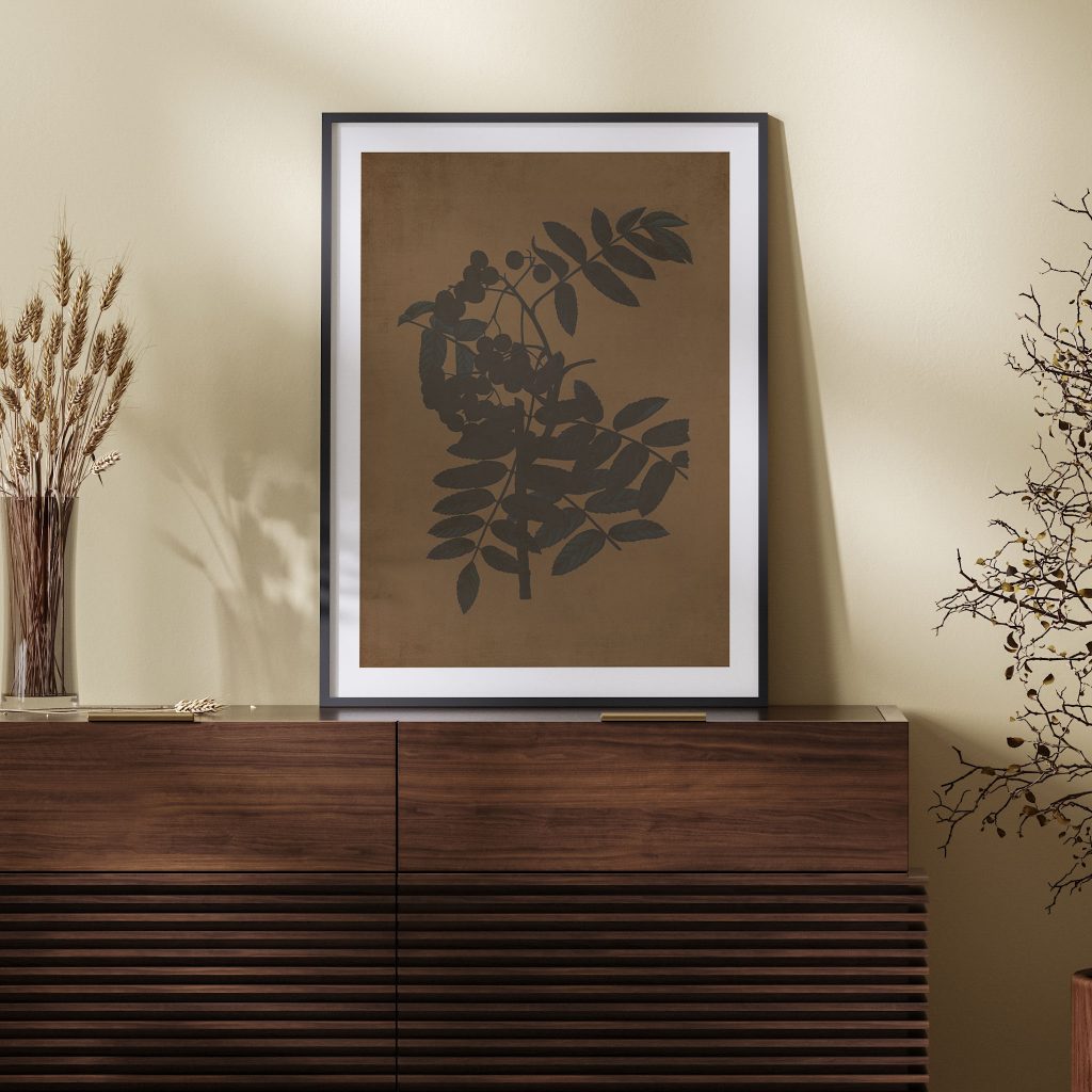Botanical Berried Leafy Branch – Wall Painting