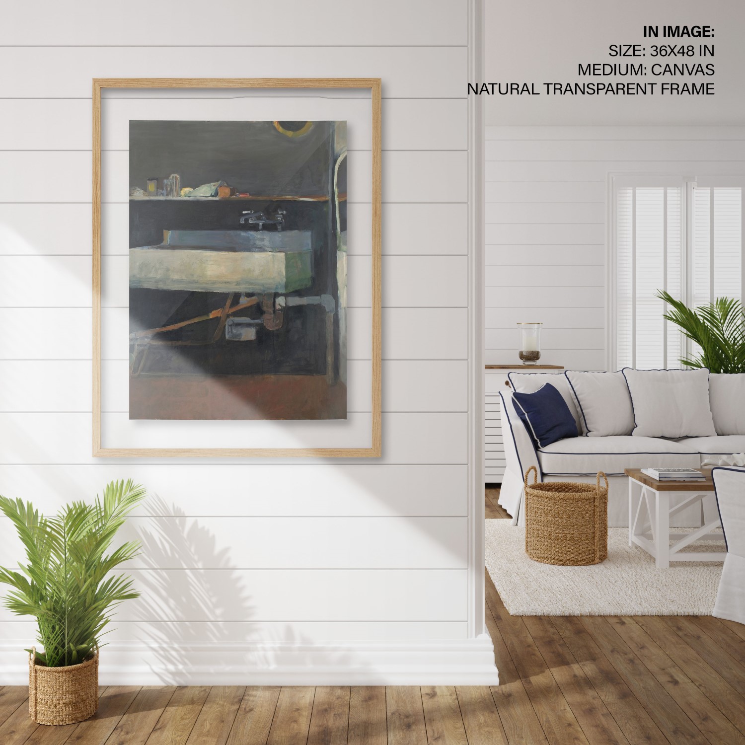 Hampton,Style,Living,Room,Interior,With,Frame,Mockup,,3d,Render