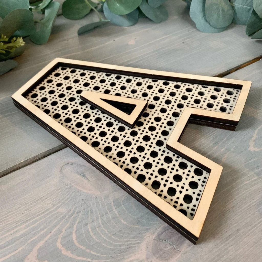 Custom 3D Wood Rattan Lettering Wall Sculpture