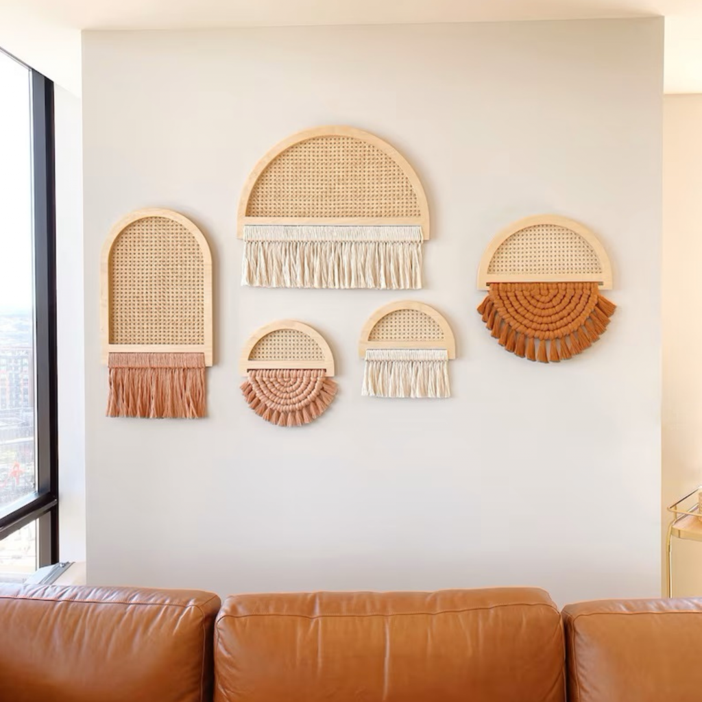 Semi Circle Rattan Macrame Woven Wall Hanging