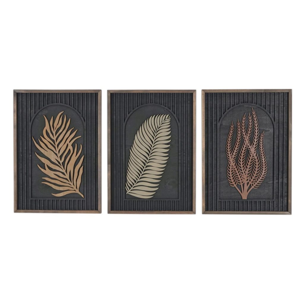 Set of 3 Wooden flower Wall Art