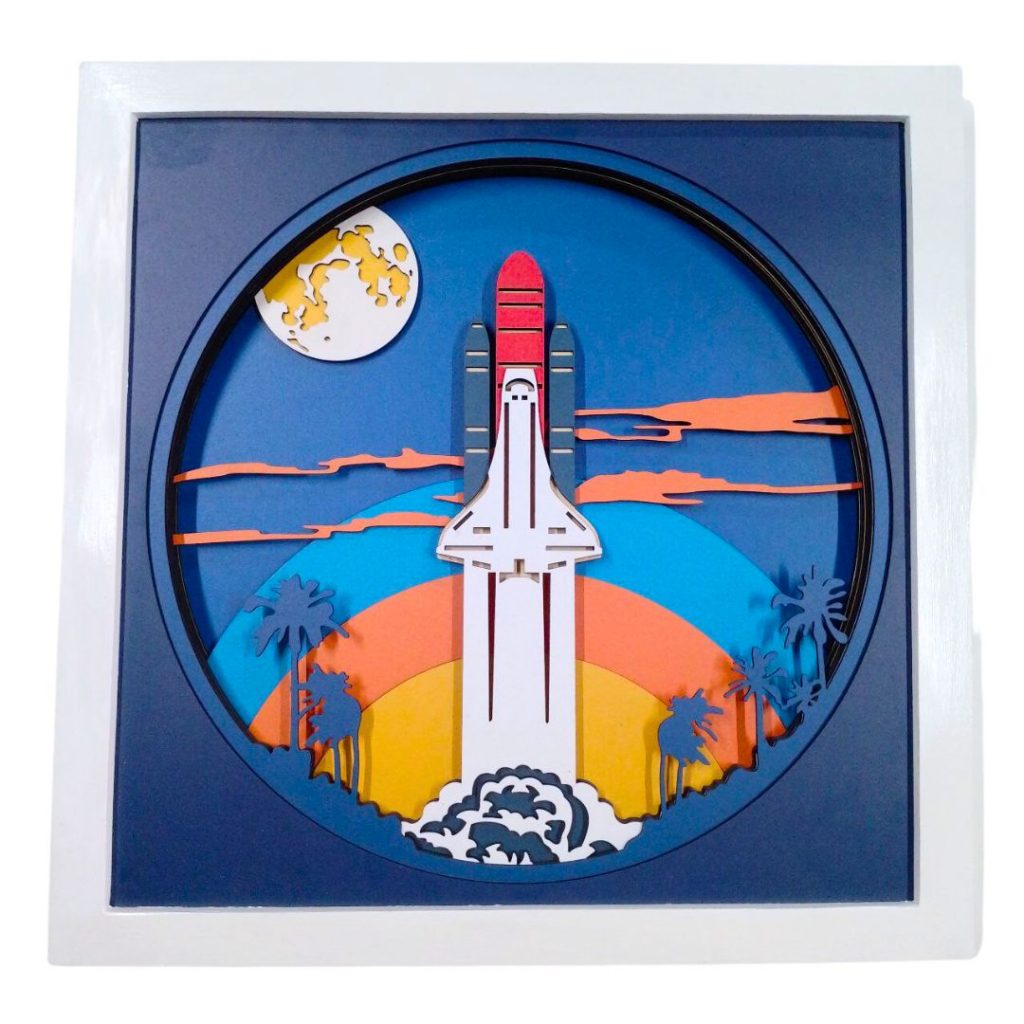 Triangle Space Force Shadow Box Space-themed 3D Rocket Shadow Box for a unique and immersive decor ...