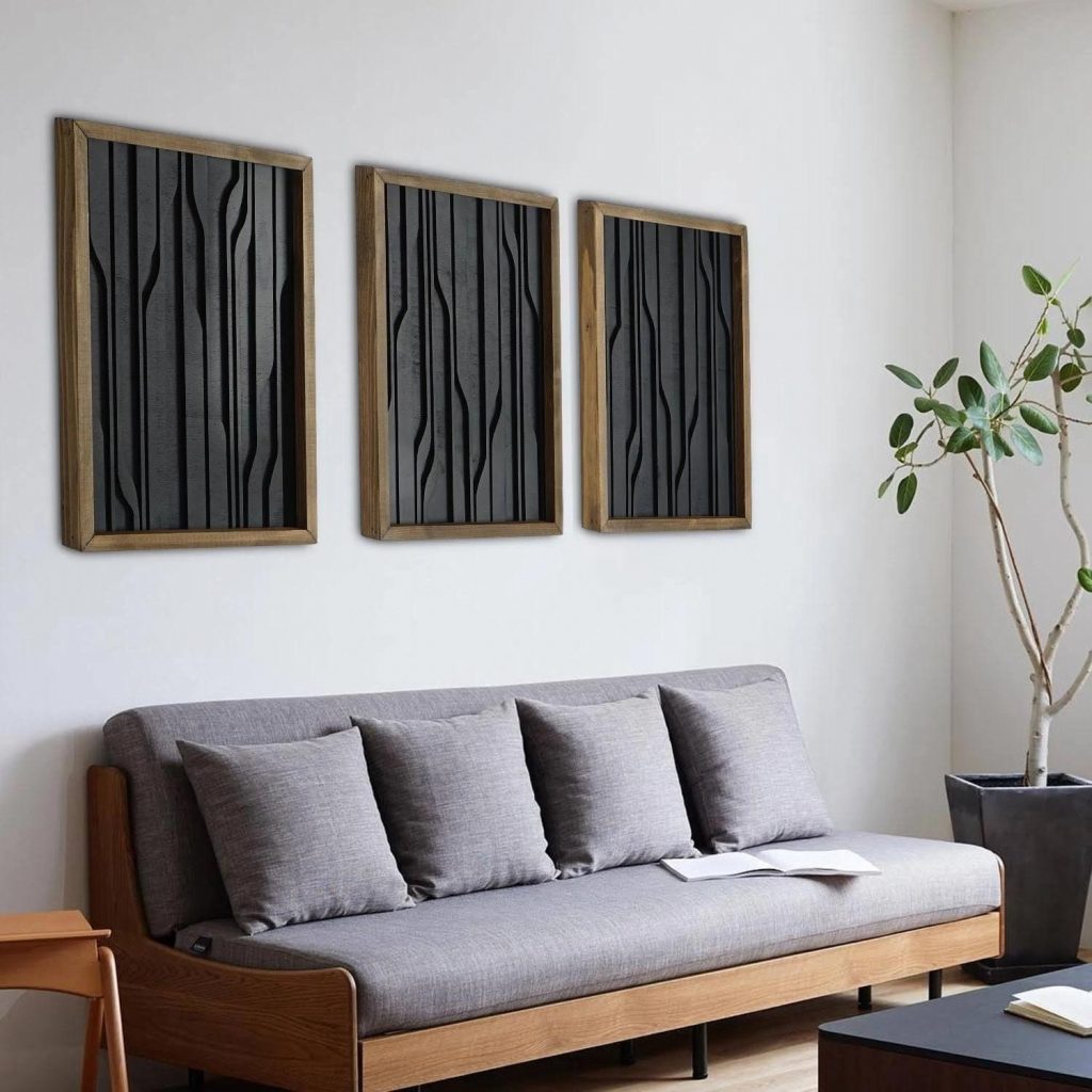 Modern Large Geometric Wood Wall Art Set for Bedroom - Panels, Headboard, Hanging Decor