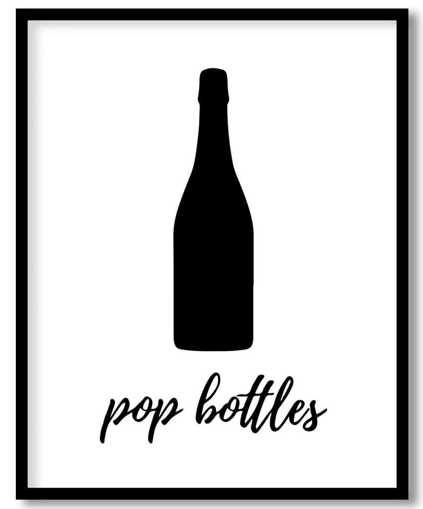 Pop Bottles bottle illustration - Bar Poster, Cocktails, Framed Wall Art - Choose Size & Frame Color