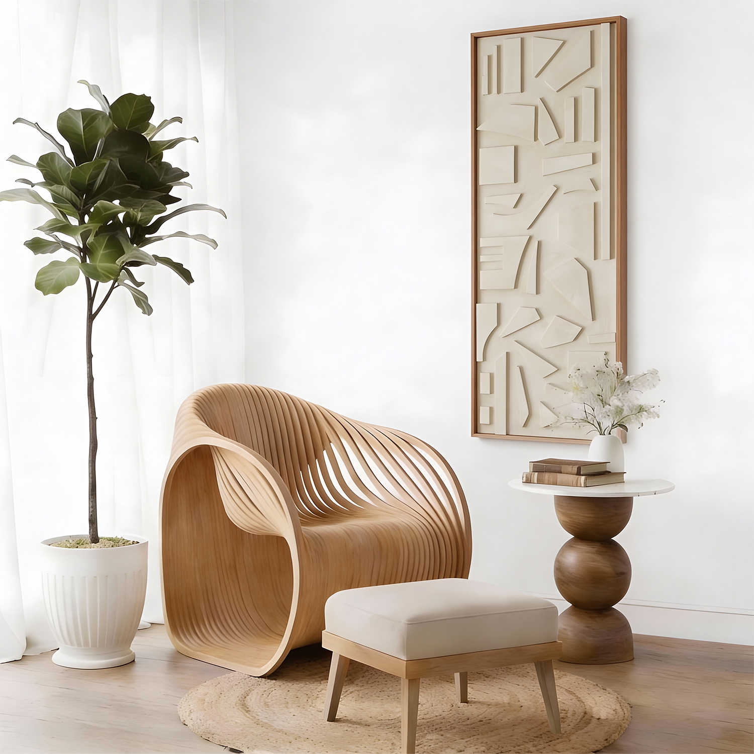 Dreamscape Delight 3D Wall Art - Textured Relief Sculpture - Uniquely Crafted Home Decor in Oak Wood