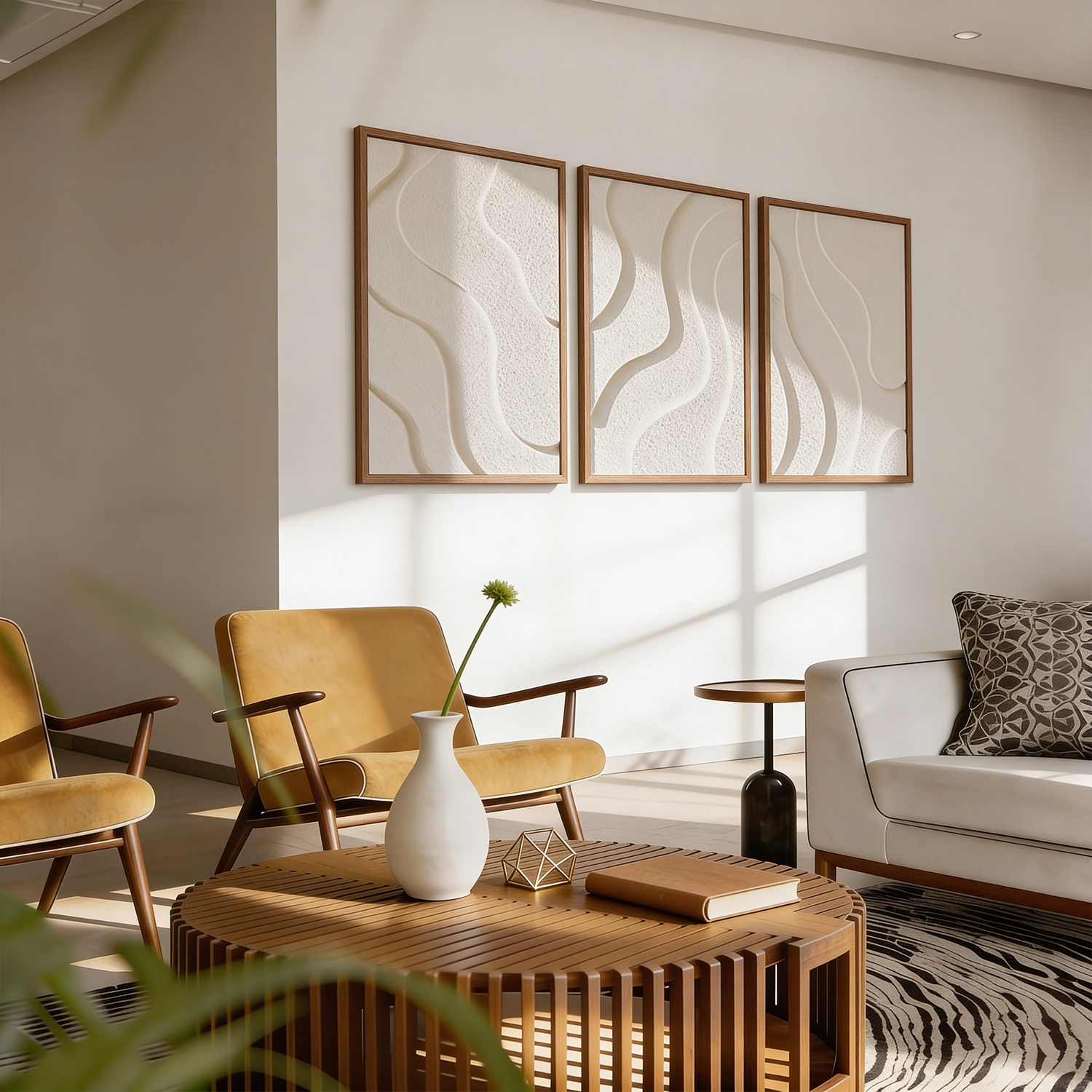 Boho Trilogy: 3D Abstract Relief Wall Art - Home Decor Sculpture