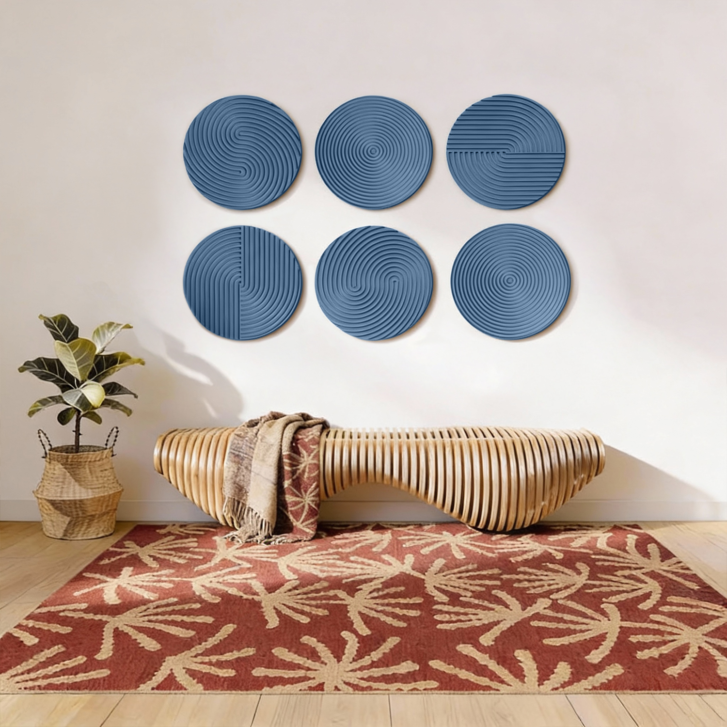 Set of 6 Circular wall sculptures - Wall Sculpture, Modern Art, Wall Decor