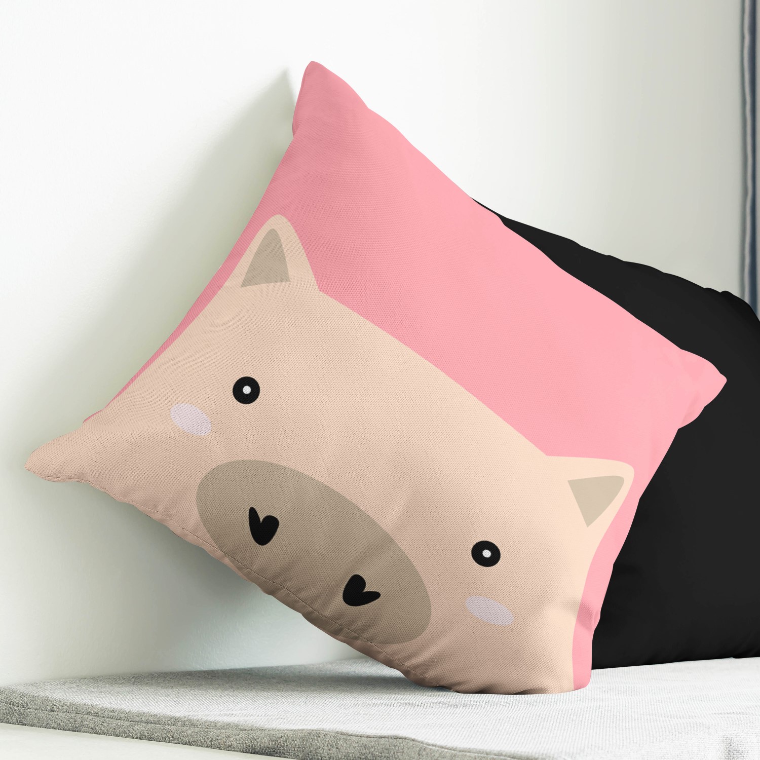 Red sofa with pillow and light lamp